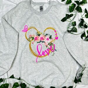 Gildan Heather Gray Sweatshirt with Floral Design